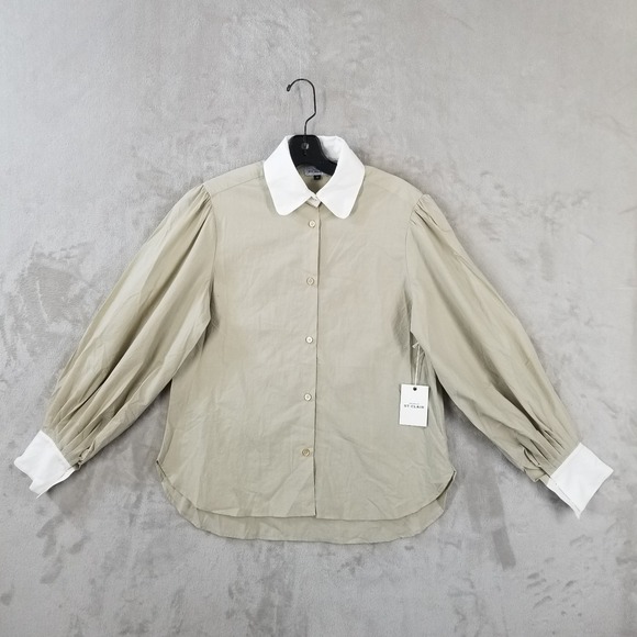 House of St. Claire Tops - House of St. Claire Blouse Women M Beige Balloon Sleeve Italian Fabric USA Made
